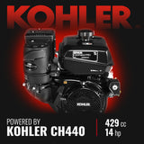 MechMaxx 5 inch E-Start KOHLER 429cc 14hp Gasoline Engine Powered Disc Wood Chipper with Taillight ,  P4205