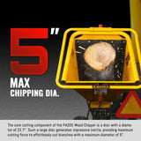 MechMaxx 5 inch E-Start KOHLER 429cc 14hp Gasoline Engine Powered Disc Wood Chipper with Taillight ,  P4205