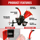 MechMaxx 5 inch E-start DUCAR 420cc 15hp Gasoline Engine Powered Disc Wood Chipper with Taillight ,  P4205