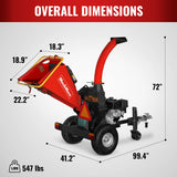 MechMaxx 5 inch E-start DUCAR 420cc 15hp Gasoline Engine Powered Disc Wood Chipper with Taillight ,  P4205