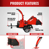MechMaxx 25hp 750cc Twin Cylinder ZONSEN Petrol Engine 7" Hydraulic Feeding Wood Chipper,  DCH7