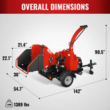 MechMaxx HONDA GX690 22HP 688cc Twin Cylinder Gasoline Engine Powered 7" Hydraulic Feeding Wood Chipper,  DCH7