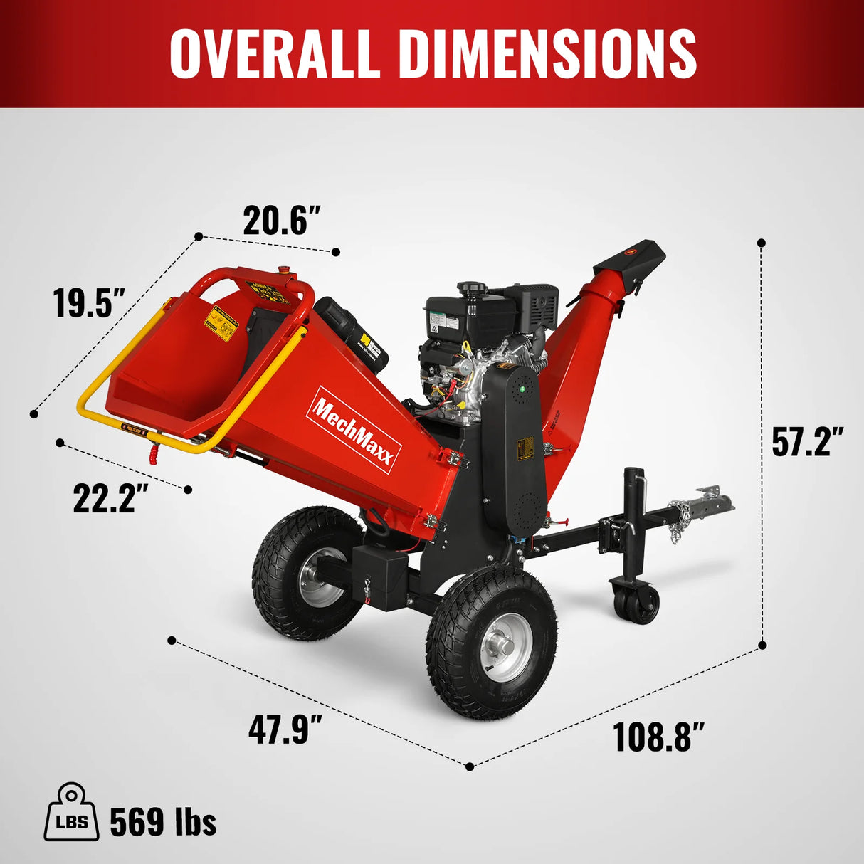 MechMaxx 6 inch E-start B&S VANGUARD 408cc 14hp Gasoline Engine Powered Drum Wood Chipper ,  P4206