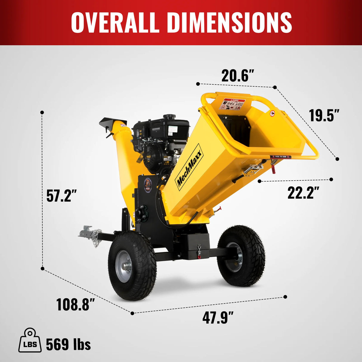 MechMaxx 6 inch E-start B&S VANGUARD 408cc 14hp Gasoline Engine Powered Drum Wood Chipper,   P4206