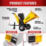 MechMaxx 6 inch E-start B&S VANGUARD 408cc 14hp Gasoline Engine Powered Drum Wood Chipper,   P4206