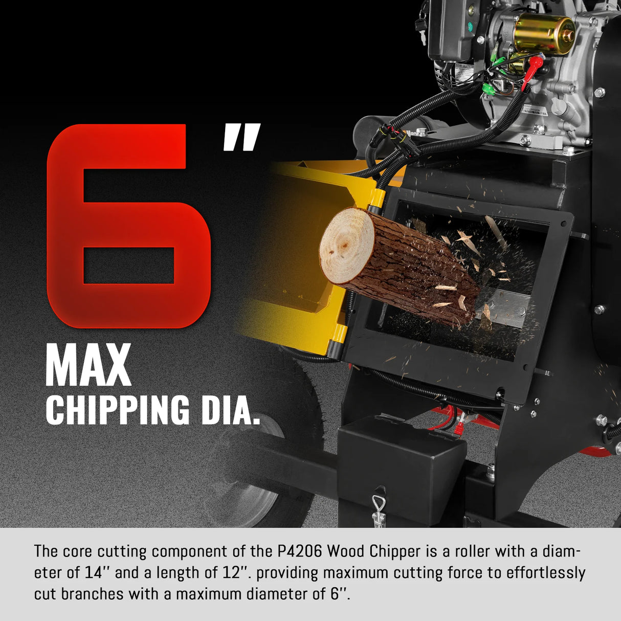 MechMaxx 6 inch E-start ZONSEN 459cc 15hp Gasoline Engine Powered Drum Wood Chipper,  P4206