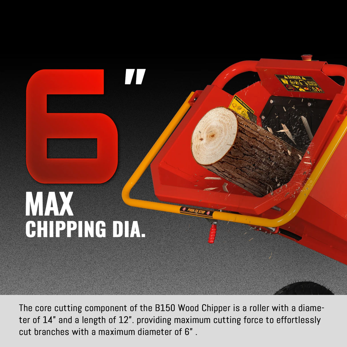 MechMaxx 6 inch HONDA E-Start Gasoline Engine Powered 4 - Wheel Drum Wood Chipper with Taillight ,  B150