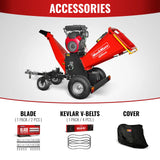 MechMaxx 8 inch HONDA E-Start 688cc 22hp Gas Powered 4 - Wheel Drum Wood Chipper with Taillight ,  B200