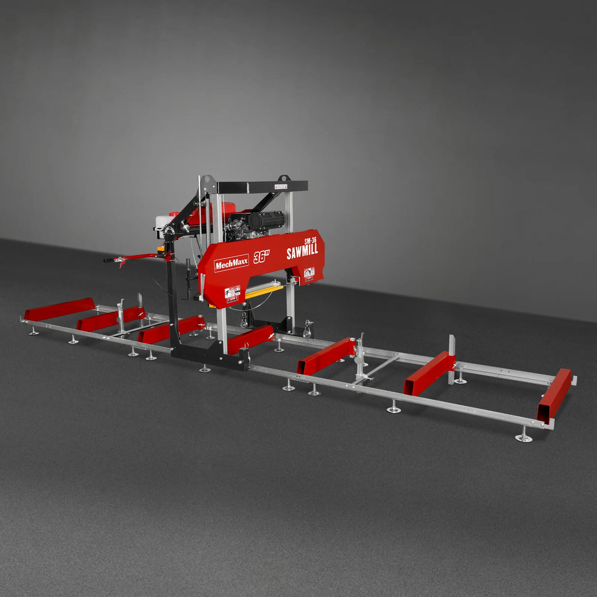 MechMaxx 36" MAX Portable Sawmill, 25HP 750cc ZONSEN V-Twin Engine, 36" Board Width, 20' Track Length, (10 x Blades Included), SM-36MAX