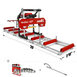 MechMaxx 36" MAX Portable Sawmill, 25HP 750cc ZONSEN V-Twin Engine, 36" Board Width, 20' Track Length, (10 x Blades Included), SM-36MAX